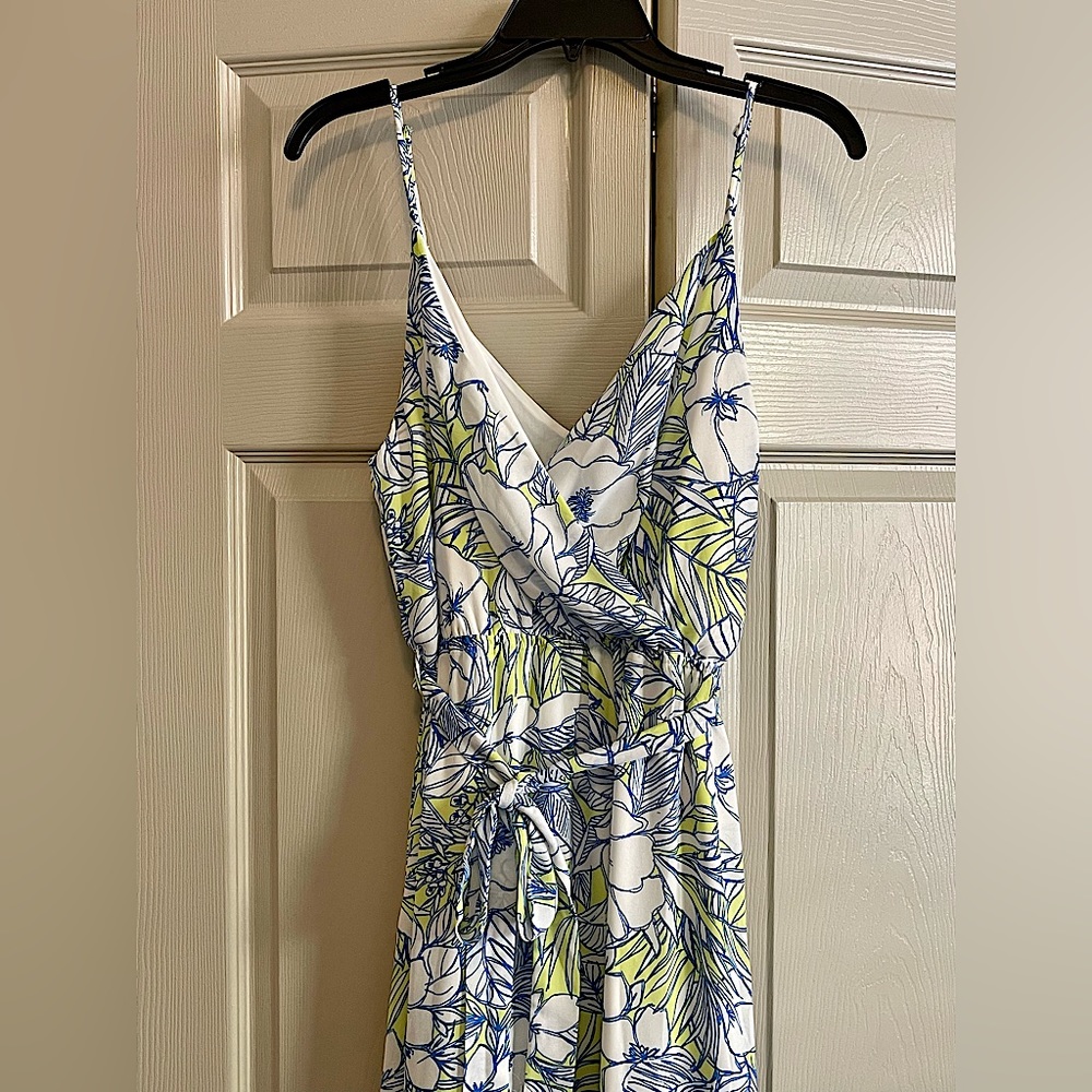 Lulus Surplice Floral Blue Green White Maxi Dress